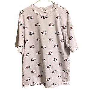 Vintage Champion Heritage Men’s Size 2XL All Over Print White & Blue T-Shirt